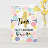 Gelukkige 4e Verjaardag Pastel Rainbow Gold Vrouw Kaart (Gele Bloem)