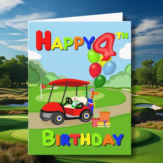 Gelukkige 4e verjaardag Red Boys Golf Kaart