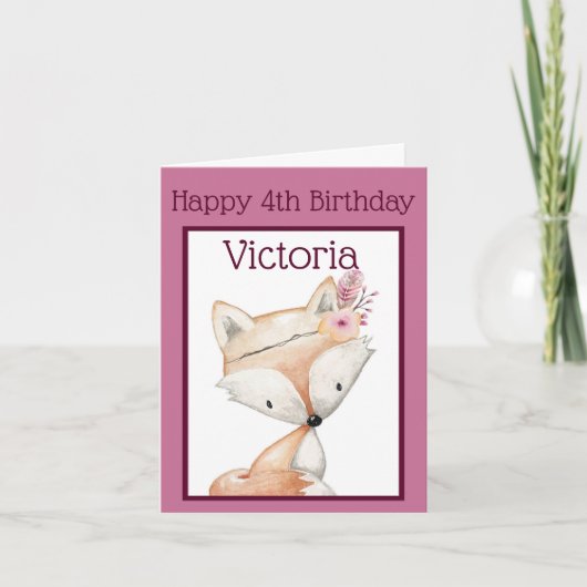 Gelukkige (4e) verjaardag - Tribale Vos Kaart (Voorkant)