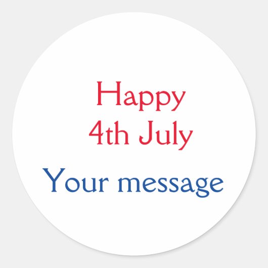 Gelukkige 4th Juli onafhankelijkheidsdag voeg naam Ronde Sticker (Voorkant)