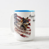 Gelukkige 4th Juli Stephen Tweekleurige Koffiemok (Voorkant links)