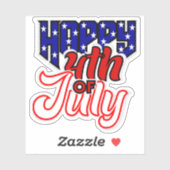 Gelukkige 4th Juli Typografie Sticker (Vel)