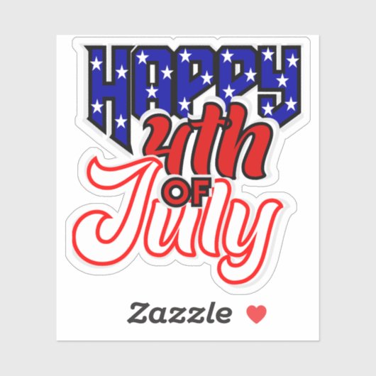 Gelukkige 4th Juli Typografie Sticker (Vel)