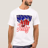 Gelukkige 4th Juli Typografie T-shirt (Voorkant)