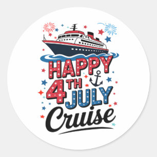 Gelukkige 4th of July Cruise Familie Matching Rood Ronde Sticker