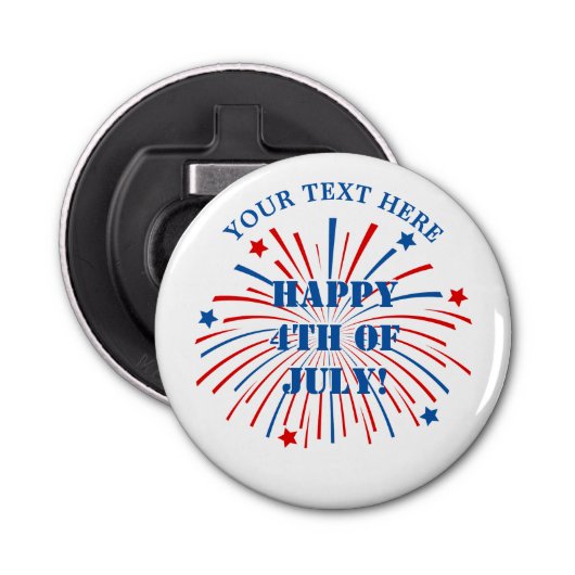 Gelukkige 4th of July magnetische bierflesopener Button Flesopener (Voorkant)