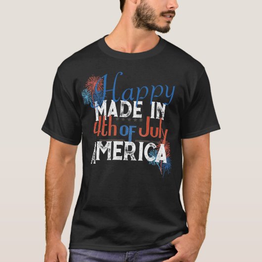 Gelukkige 4th van juli Amerika typografie T-shirt (Voorkant)