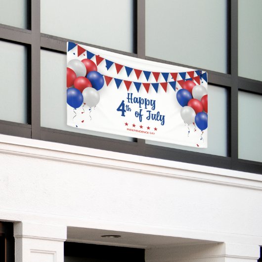 Gelukkige 4th van juli Amerikaanse Patriottische Spandoek (Buitenkant Gebouw)