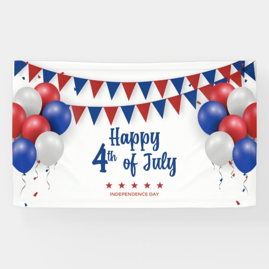 Gelukkige 4th van juli Amerikaanse Patriottische Spandoek (Horizontaal)