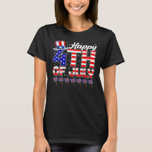 Gelukkige 4th van Juli Amerikaanse Vlag Grappig Vr T-shirt
