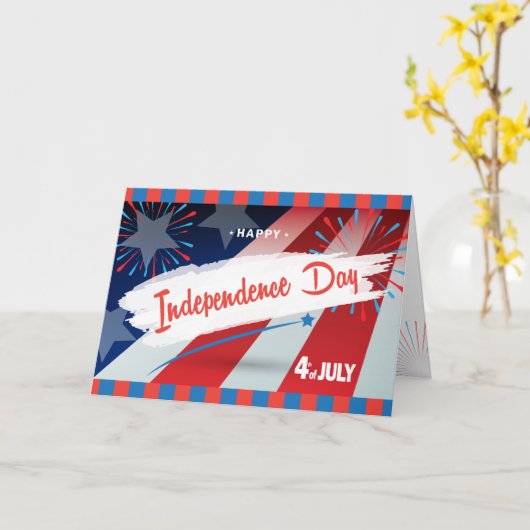 Gelukkige 4th van Juli Amerikaanse Vlag Patriottis Kaart (Gele Bloem)