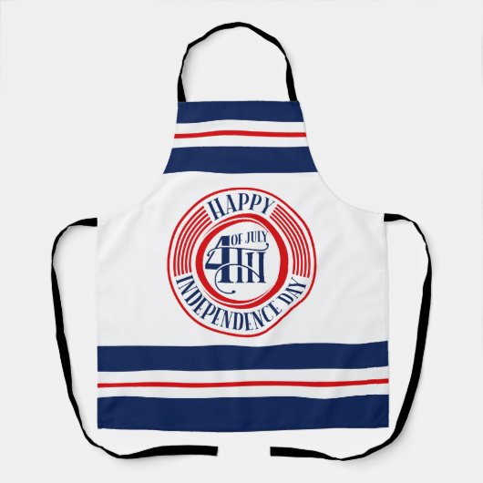Gelukkige 4th van Juli Badge Rood Wit Blauw Schort (Voorkant)