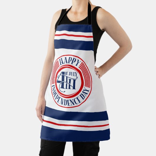 Gelukkige 4th van Juli Badge Rood Wit Blauw Schort (Insitu)