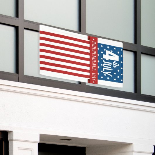 Gelukkige 4th van Juli Banner (Buitenkant Gebouw)