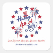 Gelukkige 4th van Juli Business Sparkle | Onroeren Vierkante Sticker (Voorkant)