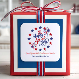 Gelukkige 4th van Juli Business Sparkle | Onroeren Vierkante Sticker