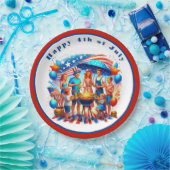 Gelukkige 4th van Juli Feest Papieren Bordje (Feest)