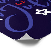 Gelukkige 4th van Juli hand-gecreeerde script w/st Poster (Hoek)