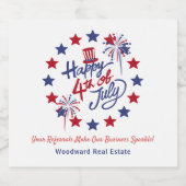 Gelukkige 4th van Juli juicht Viering | Onroerend  Sparkling Wijnetiket (Enkel label)