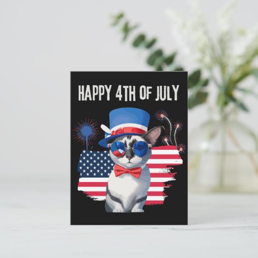 Gelukkige 4th van Juli kat Briefkaart (Staand voorkant)