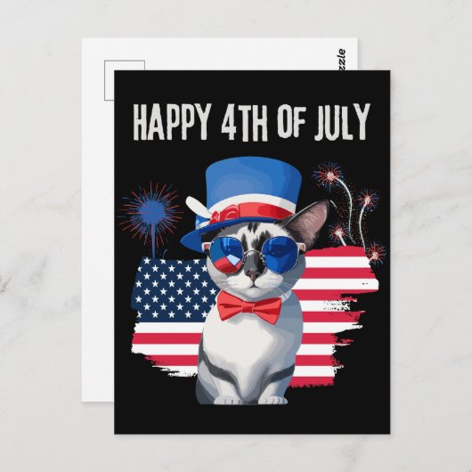 Gelukkige 4th van Juli kat Briefkaart (Voorkant / Achterkant)