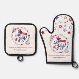 Gelukkige 4th van juli Marketing | Onroerend goed Ovenwant & Pannenlap Set