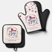 Gelukkige 4th van juli Marketing | Onroerend goed Ovenwant & Pannenlap Set (Voorkant / Achterkant)