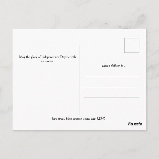 Gelukkige 4th van Juli Onafhankelijkheidsdag Ameri Briefkaart (Achterkant)