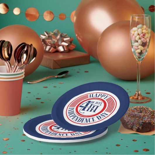 Gelukkige 4th van Juli Onafhankelijkheidsdag Badge Papieren Bordje (Multi)