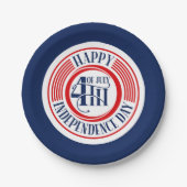 Gelukkige 4th van Juli Onafhankelijkheidsdag Badge Papieren Bordje (Voorkant)