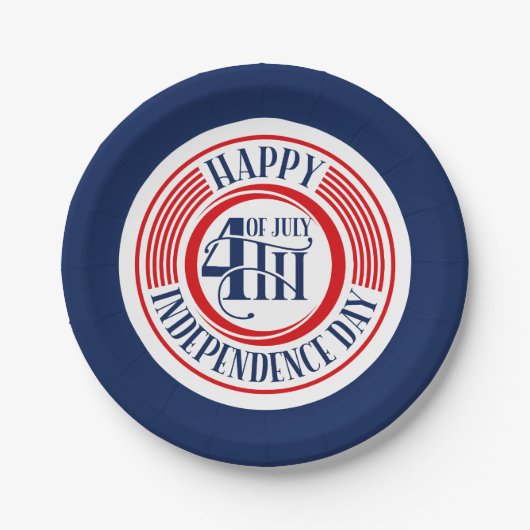 Gelukkige 4th van Juli Onafhankelijkheidsdag Badge Papieren Bordje (Voorkant)