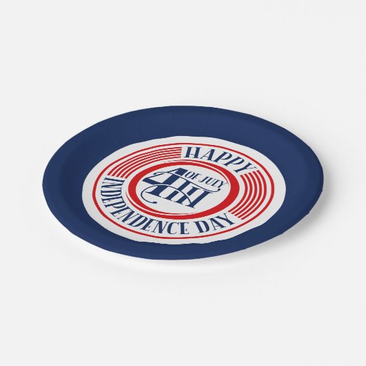 Gelukkige 4th van Juli Onafhankelijkheidsdag Badge Papieren Bordje (Gekanteld)
