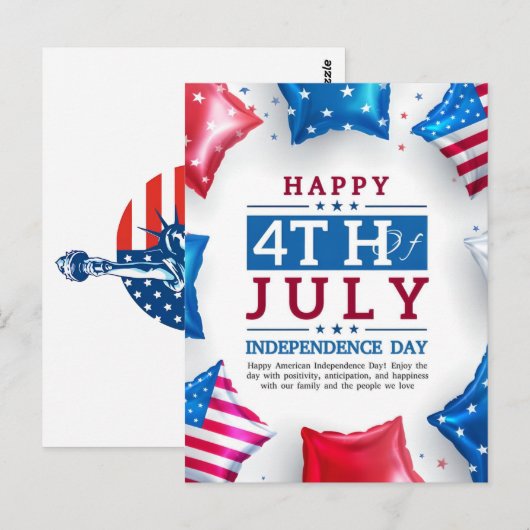 Gelukkige 4th van juli onafhankelijkheidsdag briefkaart (Voorkant / Achterkant)