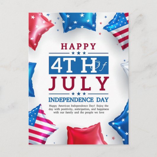 Gelukkige 4th van juli onafhankelijkheidsdag briefkaart (Voorkant)