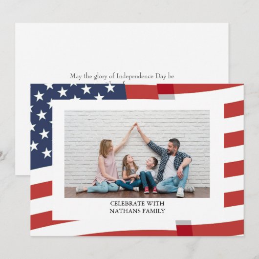 Gelukkige 4th van Juli Onafhankelijkheidsdag Foto Feestdagenkaart (Voorkant / Achterkant)
