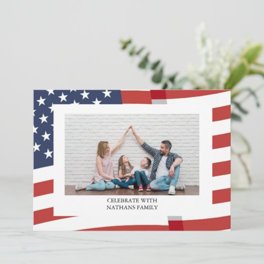 Gelukkige 4th van Juli Onafhankelijkheidsdag Foto Feestdagenkaart (Staand voorkant)