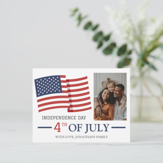 Gelukkige 4th van Juli Onafhankelijkheidsdag Foto Feestdagenkaart (Staand voorkant)