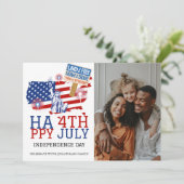 Gelukkige 4th van Juli Onafhankelijkheidsdag Foto Feestdagenkaart (Staand voorkant)