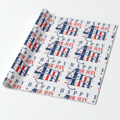 Gelukkige 4th van Juli Onafhankelijkheidsdag Tekst Cadeaupapier (Uitgerold)