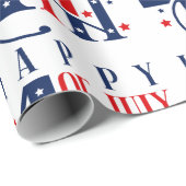 Gelukkige 4th van Juli Onafhankelijkheidsdag Tekst Cadeaupapier (Rol Hoek)