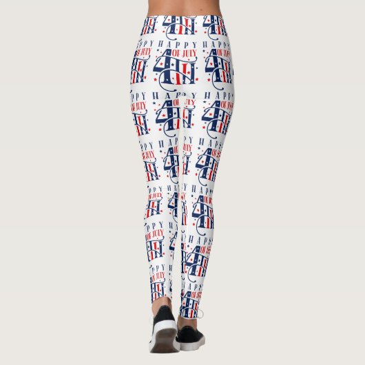 Gelukkige 4th van Juli Onafhankelijkheidsdag Tekst Leggings (Achterkant)