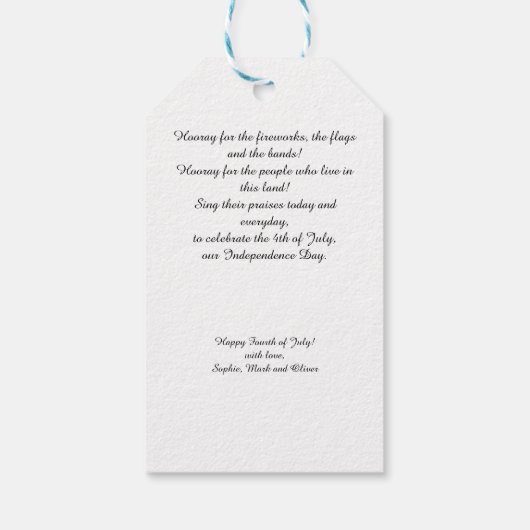 Gelukkige 4th van juli Onafhankelijkheidsdag van A Cadeaulabel (Achterkant)