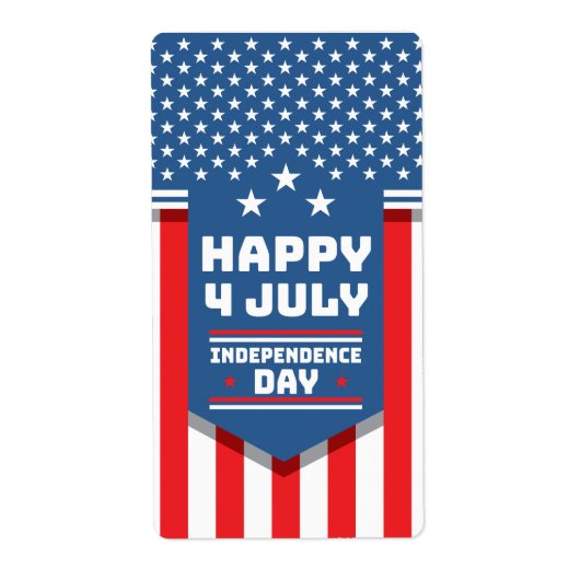 Gelukkige 4th van juli Onafhankelijkheidsdag van A Etiket (Voorkant)