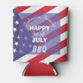 Gelukkige 4th van juli Patriottische Familie BBQ Blikjeskoeler (Voorkant)
