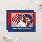 Gelukkige 4th van Juli  Patriottische Ontwerp Kaar Kaart (Voorkant / Achterkant in situ)