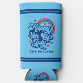 Gelukkige 4th van juli Patriottische Retro Typogra Seltzer Blikjeskoeler (Voorkant)