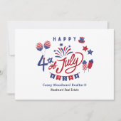 Gelukkige 4th van Juli Realtor Cliëntappreciatie Bedankkaart (Voorkant)