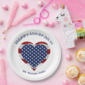 Gelukkige 4th van Juli Sterren en Strepen Hart Papieren Bordje (Feest)
