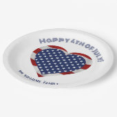Gelukkige 4th van Juli Sterren en Strepen Hart Papieren Bordje (Gekanteld)