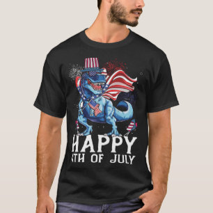 Gelukkige 4th van Juli T-Rex Dino Patriottische Le T-shirt